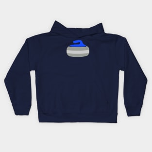 Blue Curling Rock Kids Hoodie